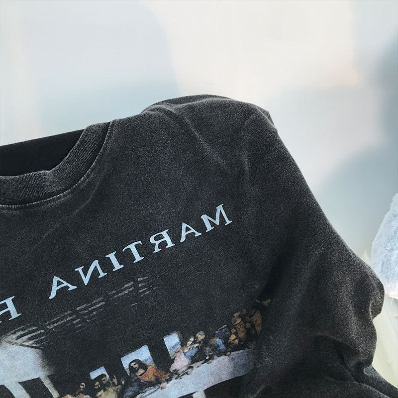 Dame T-shirt med kunstnerisk tryk og afslappet vintage-effekt Stilla
