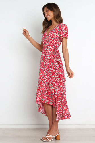 Dame Wrap Midi Kjole med blomstertryk Stilla