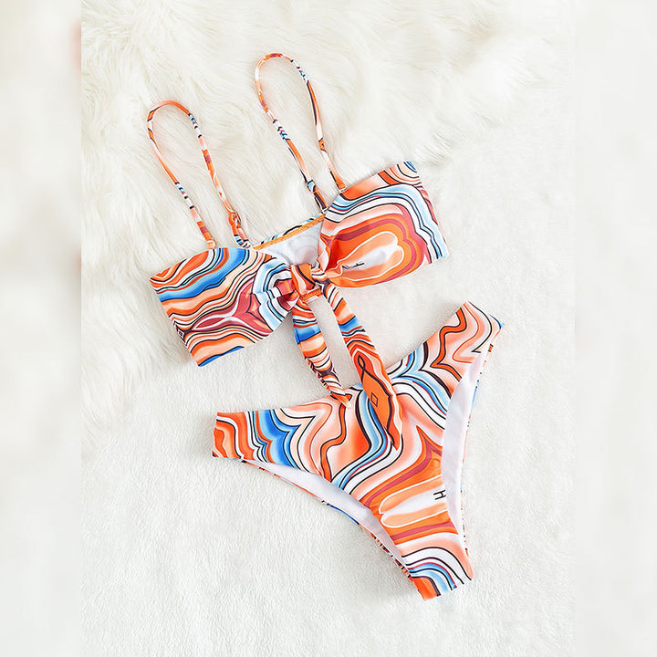 Damer Højtaljet Swirl Print Bikini Sæt Stilla