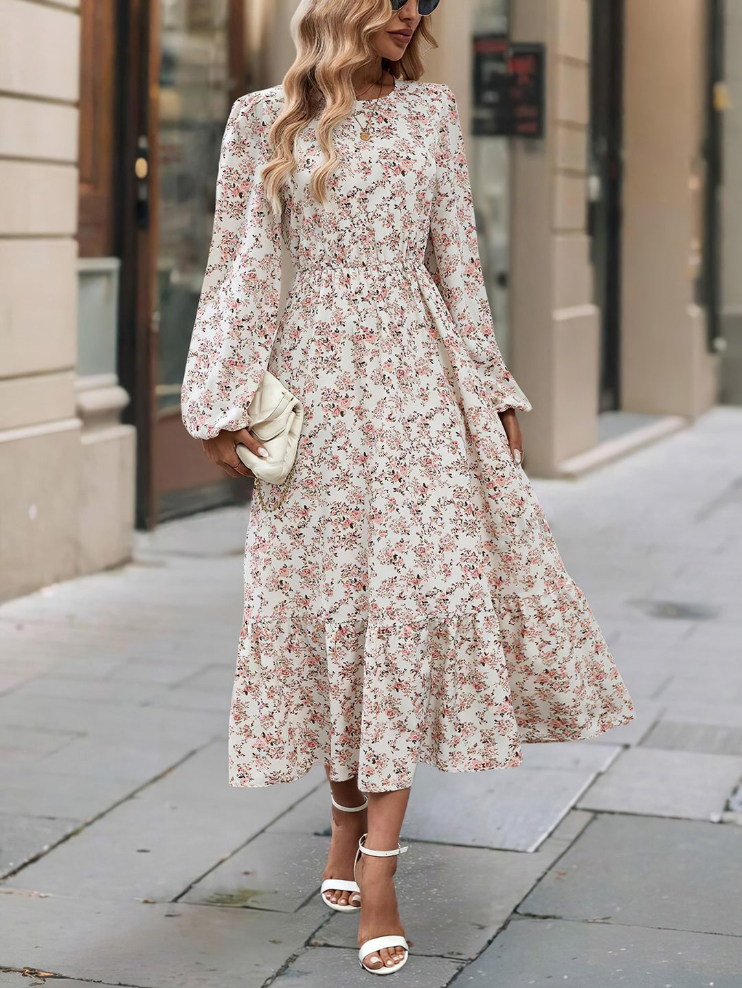 Dame Maxikjole med blomster mønster Stilla