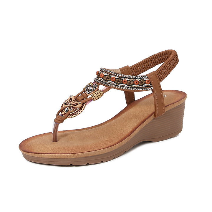Dame modische Wedge-sandaler med dekorative elementer Stilla