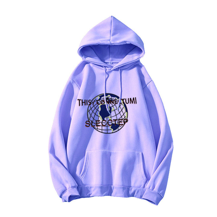 Kvinders hoodie med moderne verdenskortdesign Skovae