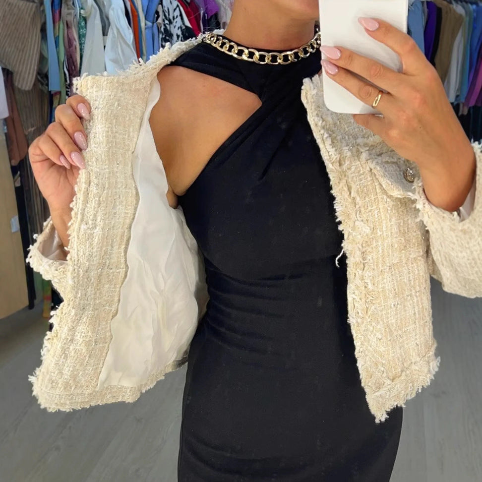 Dame Tweed Jakke med struktureret overflade og elegante knapdetaljer Stilla