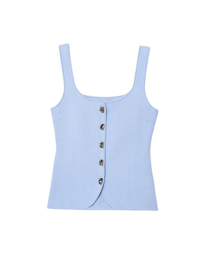 Femme Quadrat-Ausschnitt Knap-Op Tank Top Stilla