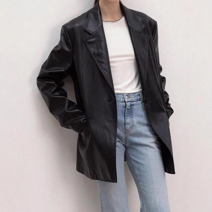 Kvinders Oversized Faux Læder Blazer Stilla