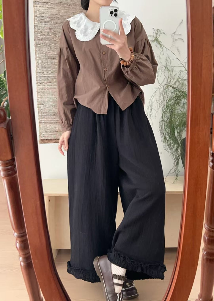 Femme Elegante Button-Up Bluse med Spids Krave Stilla