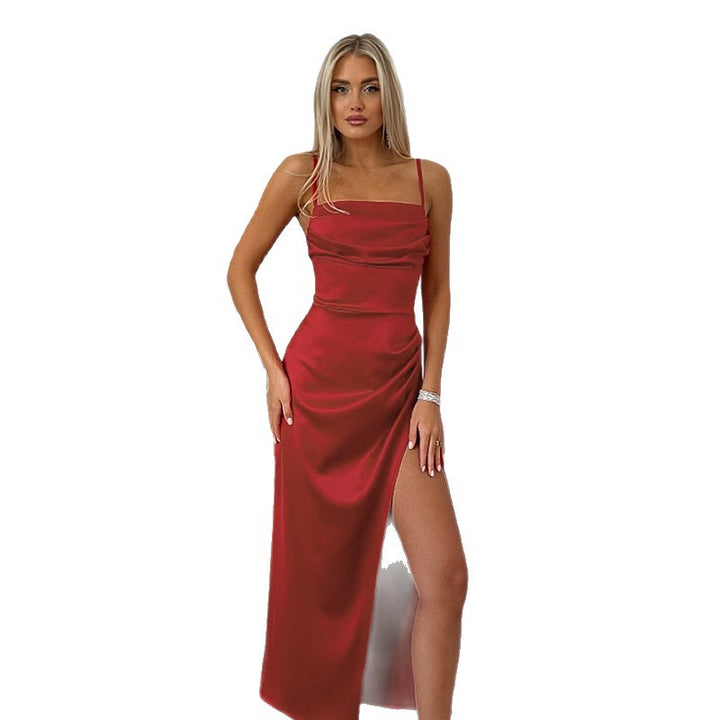Dame Elegant Maxikjole med sensuel slids og fine stropper Skovae