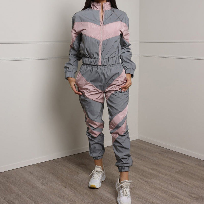 Dame tracksuit med trendy farveblok design og elastik i taljen Stilla