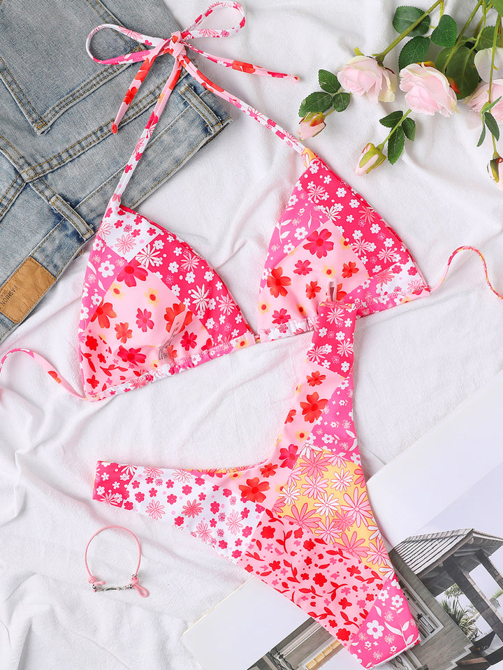 Dame triangel-bikini med legende palmeprint Skovae