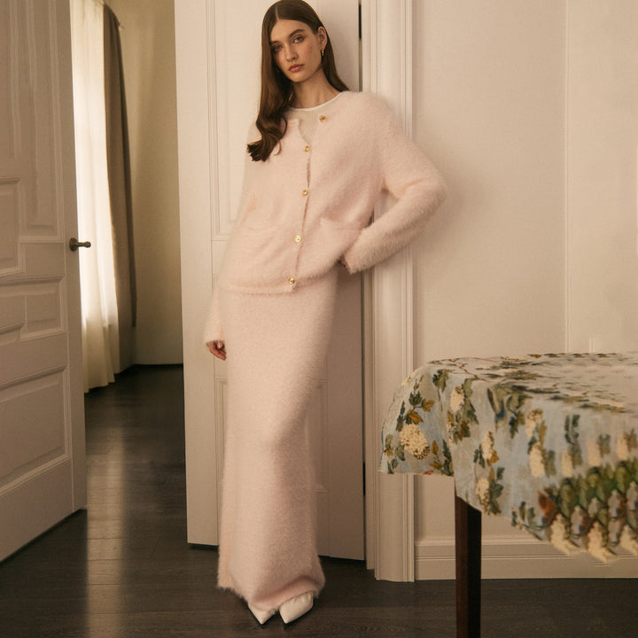 Damer Elegant Strik Ensemble med Knap Detaljer Stilla