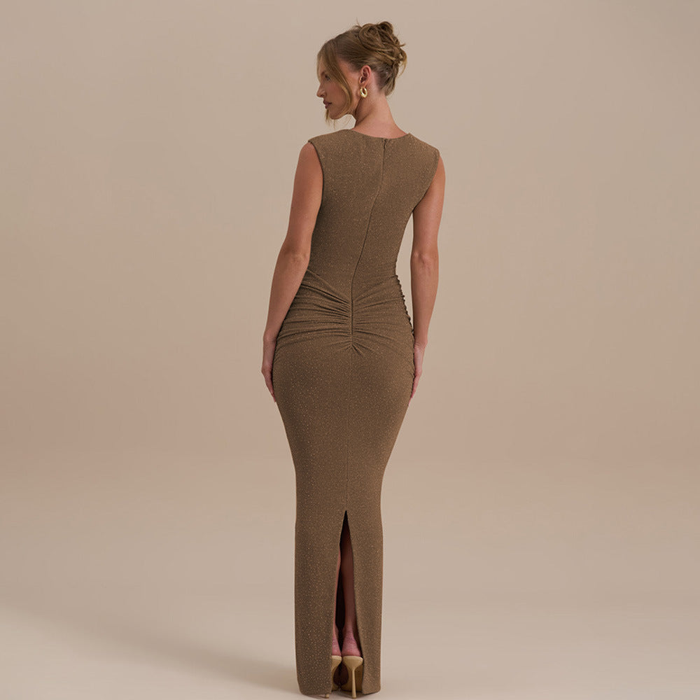 Damer glamorøst aftenkjole med figursyet snit og elegant drapering Skovae