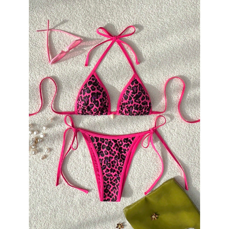 Dame trekant bikini med trendy dyreprint og justerbare stropper Skovae
