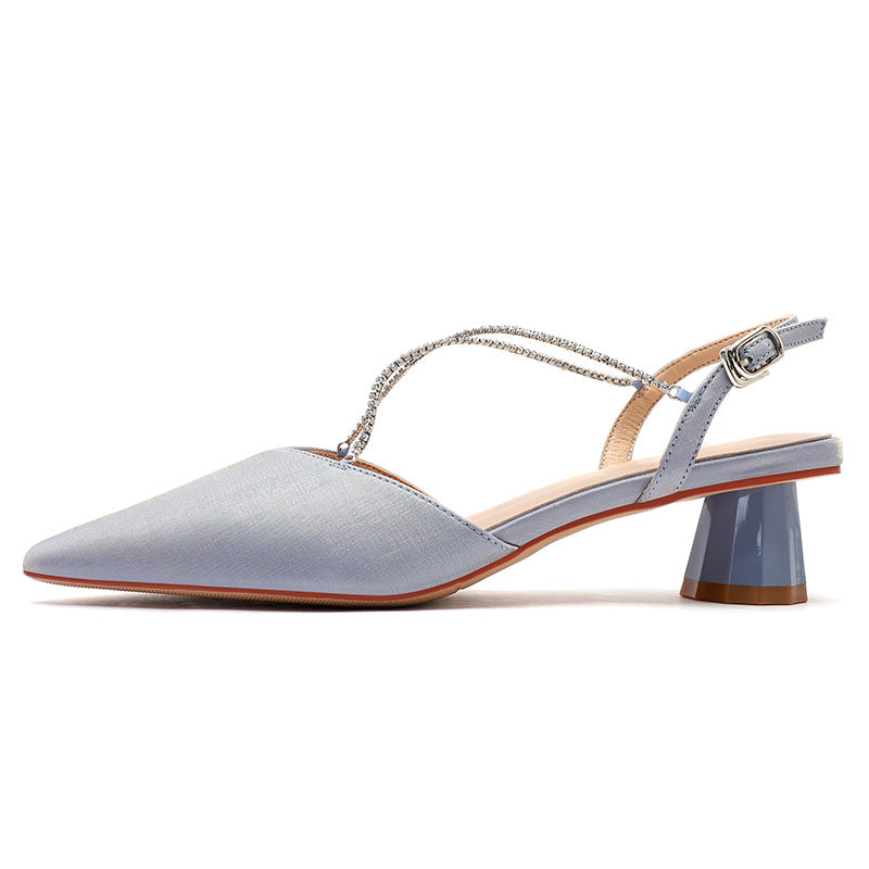 Kvinder Spids-Tå Slingback Hæle med Strassrem Stilla