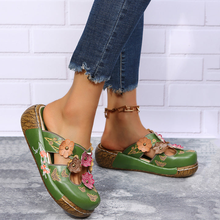 Dame Komfortable Clogs med Blomsterdekor og Ergonomisk Sål Stilla