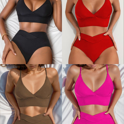 Dame Højskåret Bikini-Sæt med raffineret Wickelbund og feminint Design Stilla