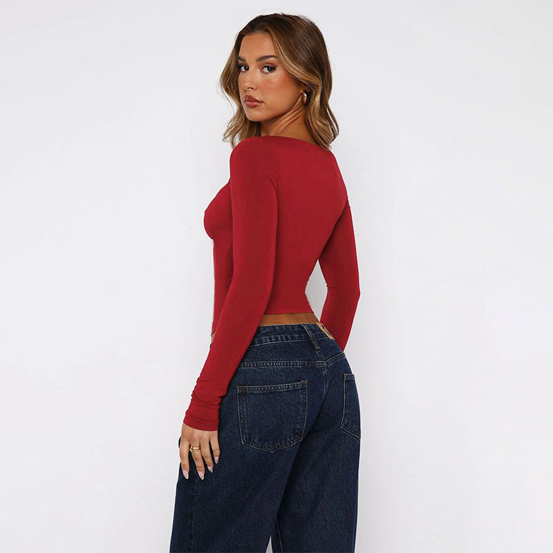 Damer Langærmet Figurformet Crop Top Stilla