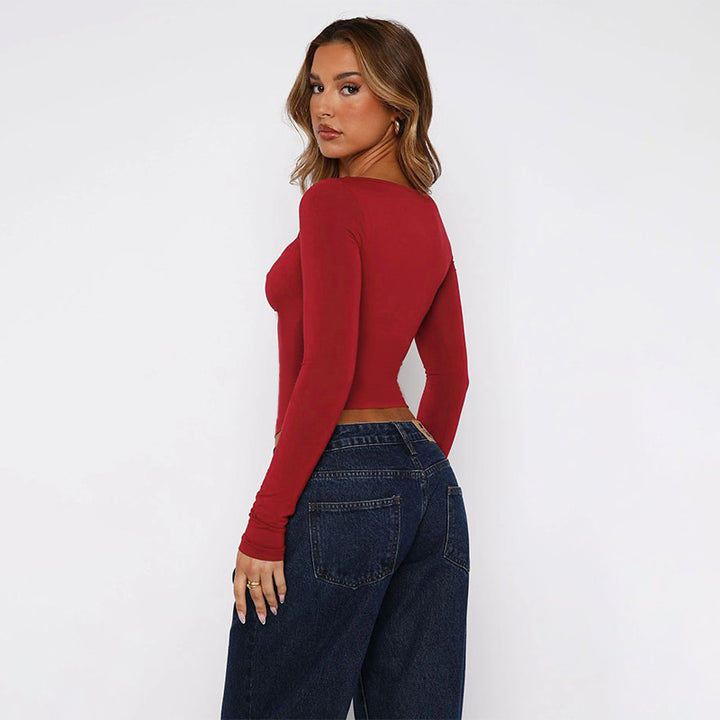 Damer Langærmet Figurformet Crop Top Stilla