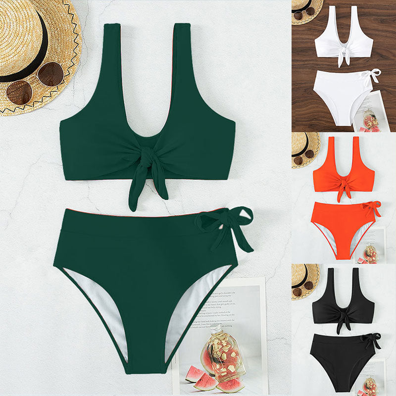 Damer Højskåret Bikini med justerbar knude Skovae