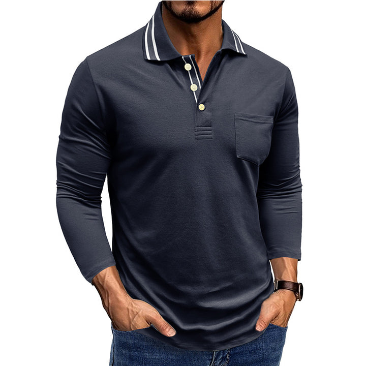 Herre Langærmet Polo T-shirt med struktureret krave og elegante knapdetaljer Stilla