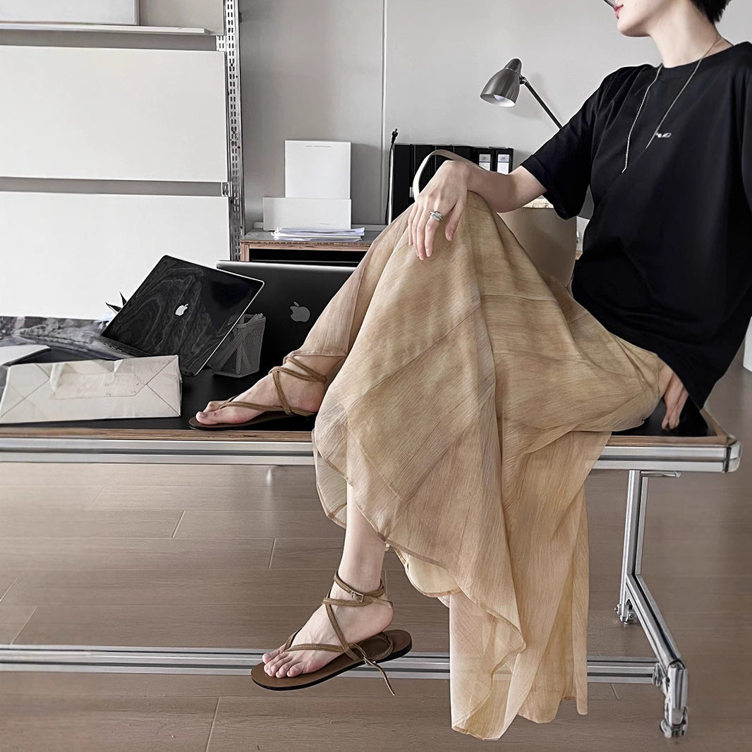 Dame elegant Maxi-nederdel lavet af høj kvalitet hør med sidelængde slidsdetalje Stilla
