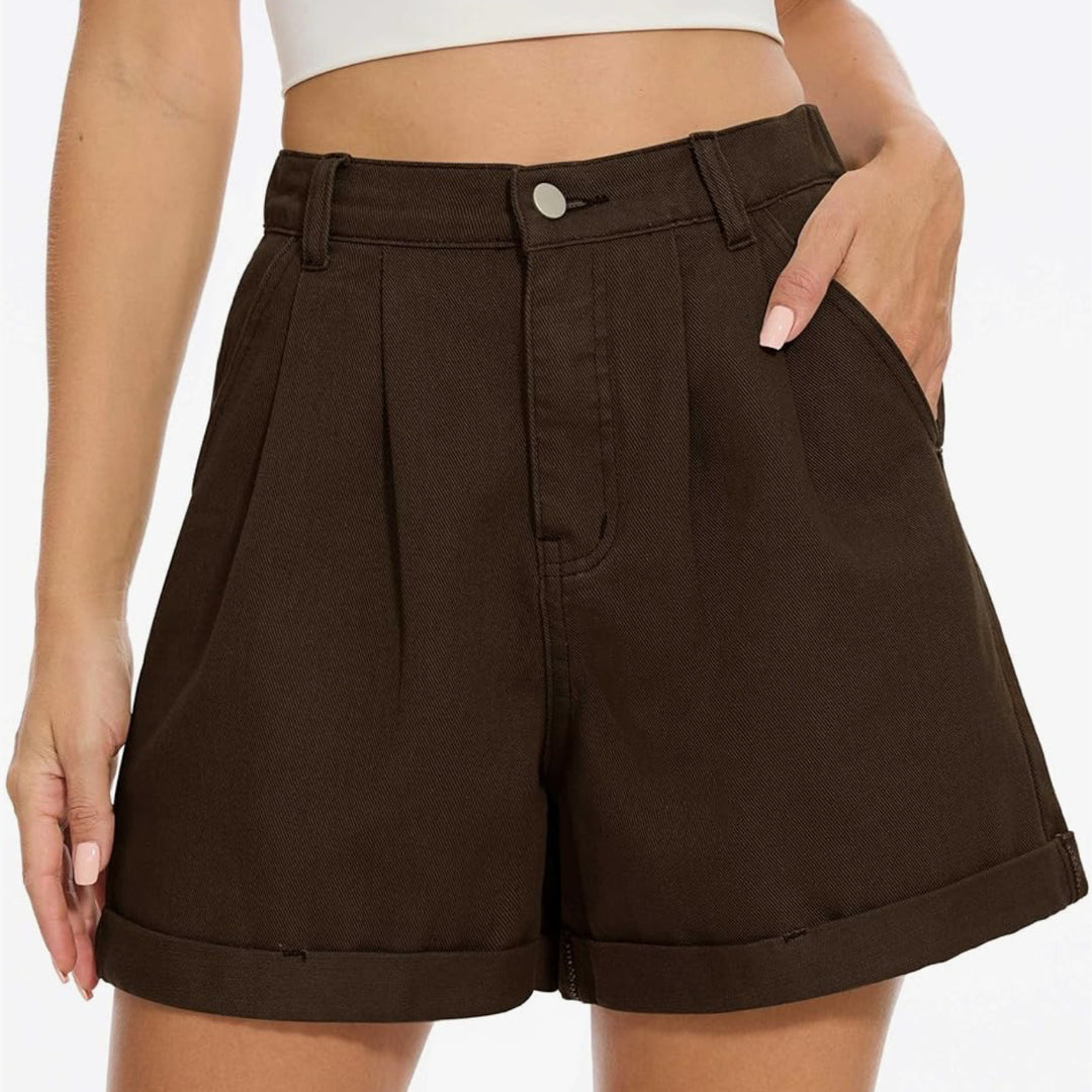 Dame højtaljerede folded shorts Stilla