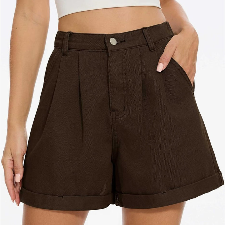 Dame højtaljerede folded shorts Stilla