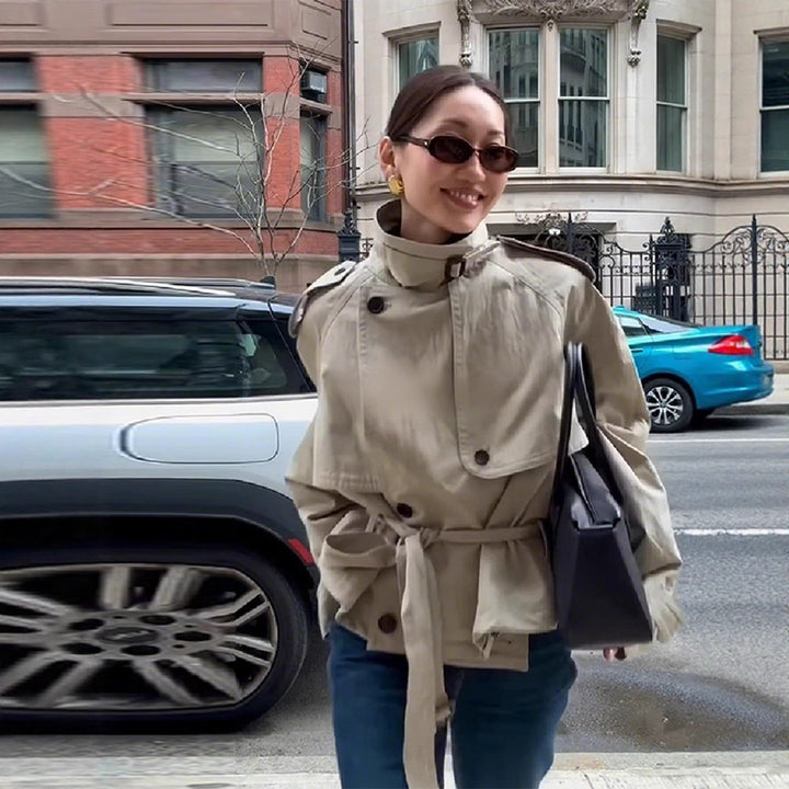 Kvinder Fashionable oversized jakke med bælte Stilla