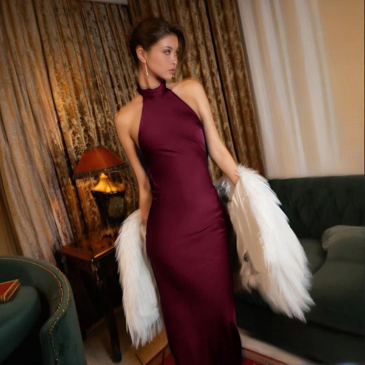 Dame Elegant Halterneck Havfrue Kjole Stilla
