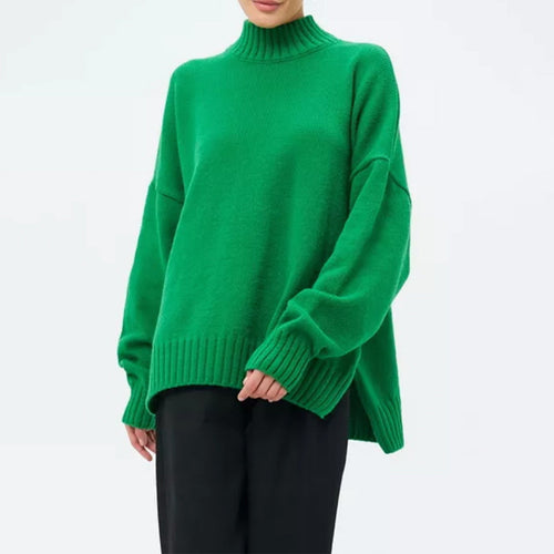 Stilla | Pullover Pullover Størrelse Schnit Ribbet Strik Semi Høj Hals Faldende Skuldre