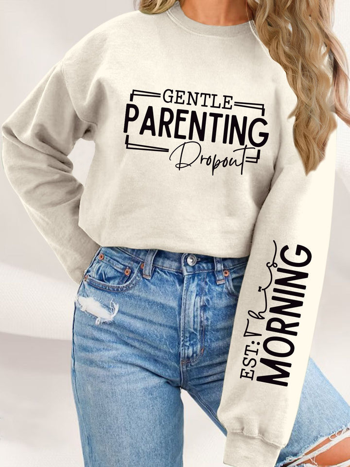 Kvinders sweatshirt med unikt trykt forældremotiv og afslappet pasform Stilla