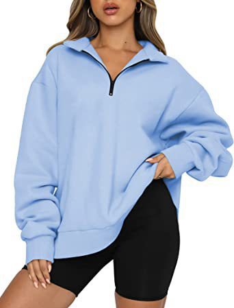 Dame Bekvem Oversized Pullover med Lynlås Stilla