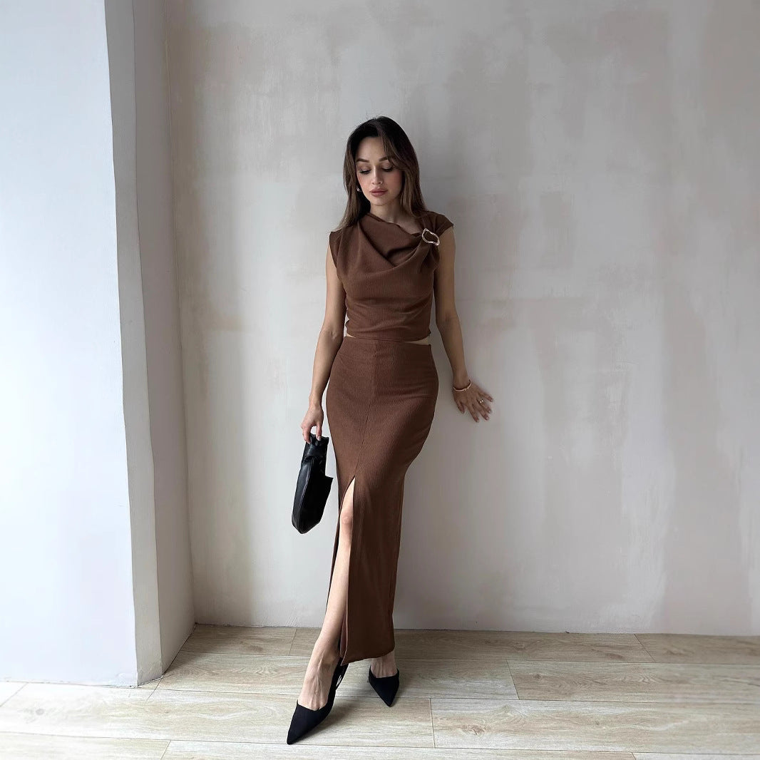 Dame Elegant Slids-Hem Maxi-Kjole Stilla