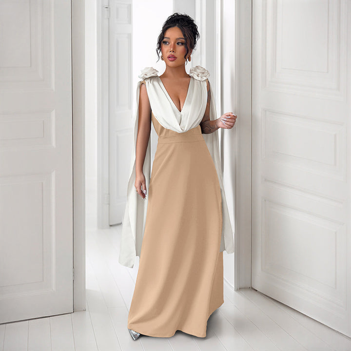 Dame Elegant Maxi-kjole med Draperede Ærmer Stilla