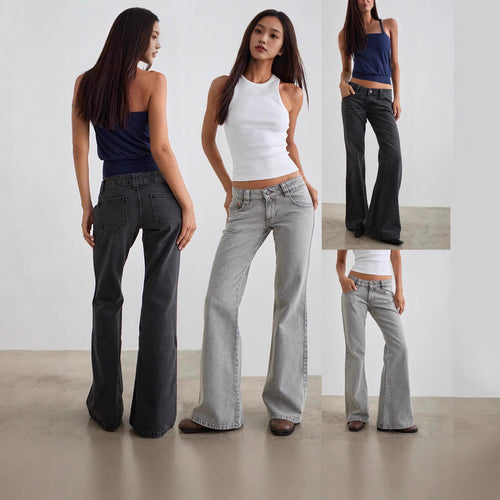 Dame bootcut jeansbukser med høj talje og moderne snit Skovae