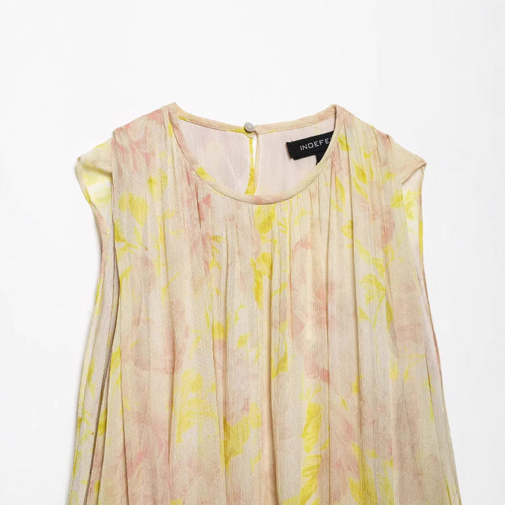 Femme ærmeløs blomstertryk bluse Stilla