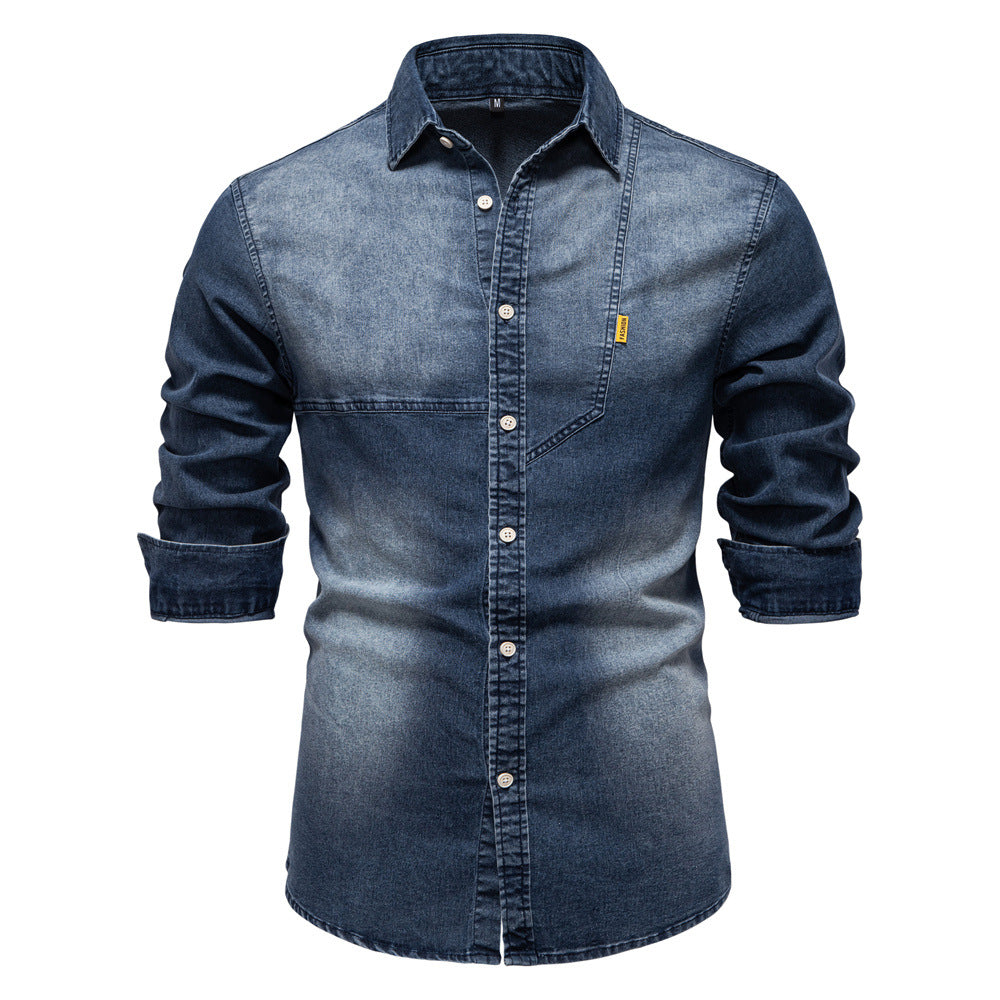 Herren Denim-Skjorte med moderne pasform og brystlomme Stilla