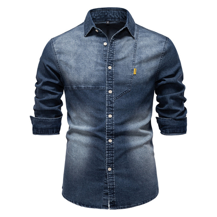 Herren Denim-Skjorte med moderne pasform og brystlomme Stilla