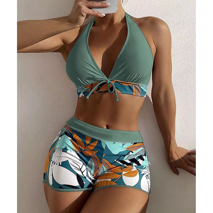 Dame Sporty Crop-Top Bikini-Sæt med blomsterprint Skovae