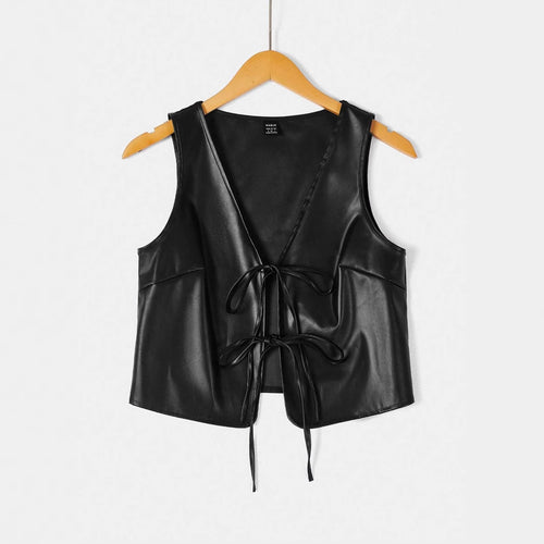 Dame elegant cropped top med moderne snøring Skovae