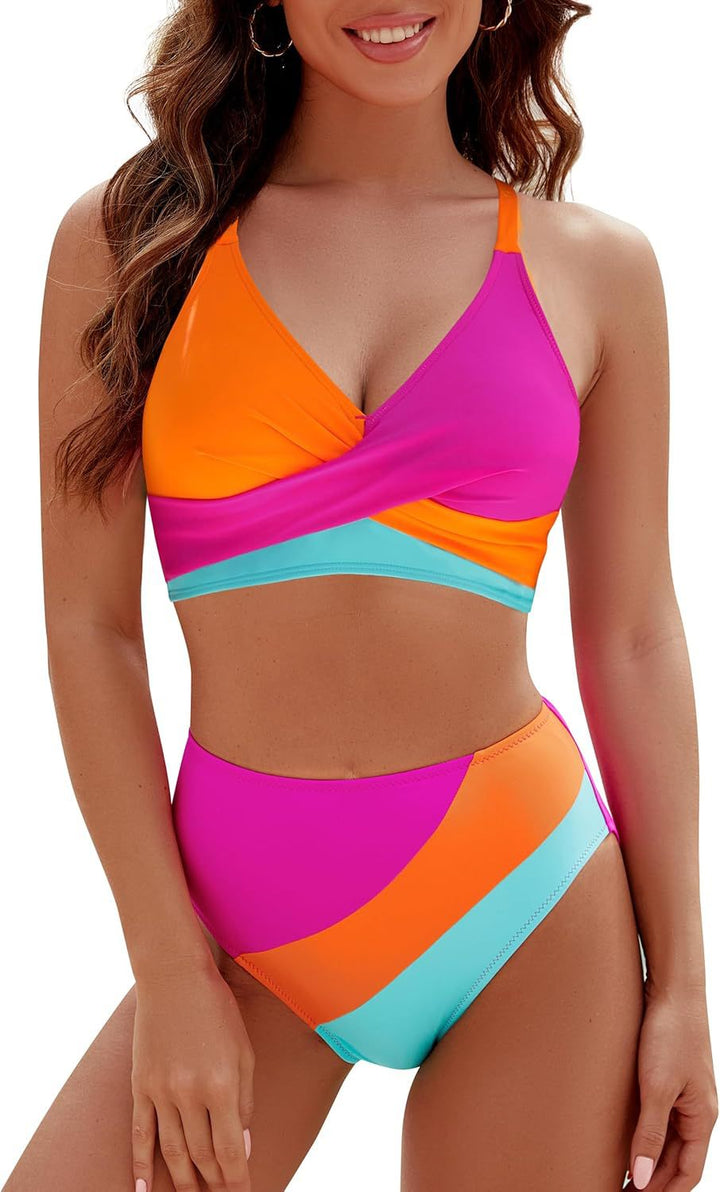 Damer Højskåret Bikini med raffineret Wickeldesign og elastisk Talje Stilla