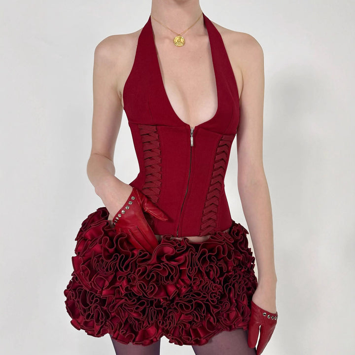 Dame Cropped top med raffineret snøre design Skovae