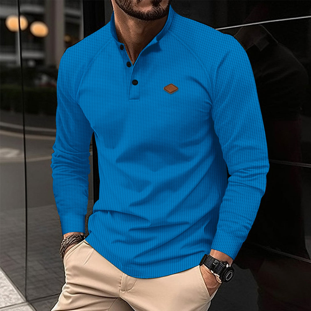 Herrer Langærmet Polo shirt med struktureret design og moderigtig krave Stilla