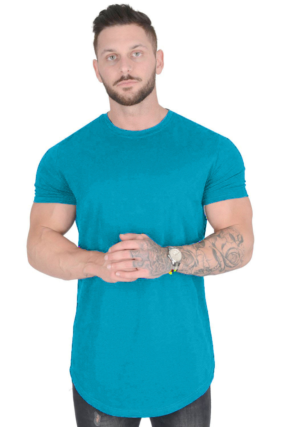 Herre moderisk T-shirt med forlænget snit Stilla