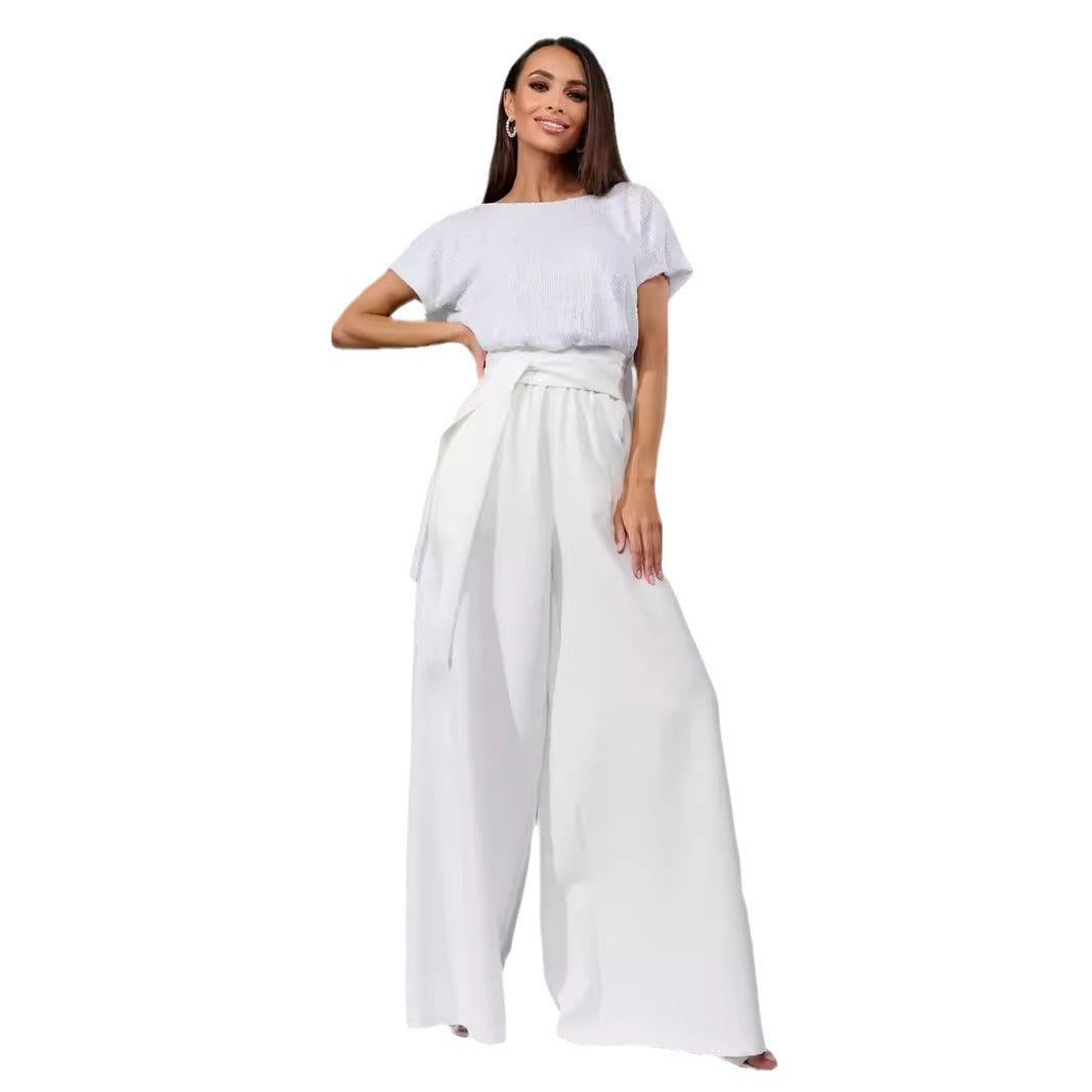 Dame Glamourøs Style-Outfit med glitrende overdel og vid pasform Stilla