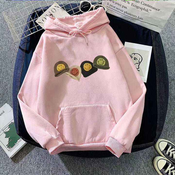 Kvinders hætte sweatshirt med legende smiley design Skovae