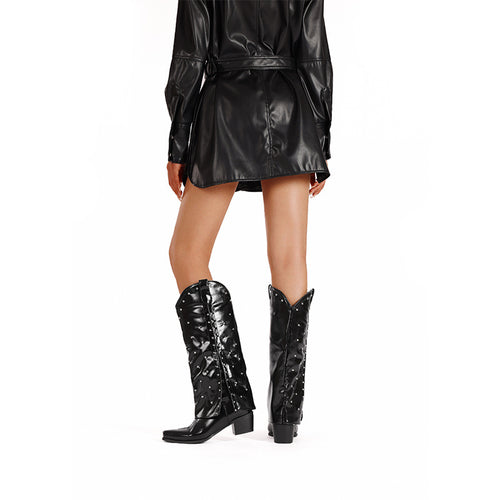 Femme western-inspirerede dekorative stiletto-støvler Stilla