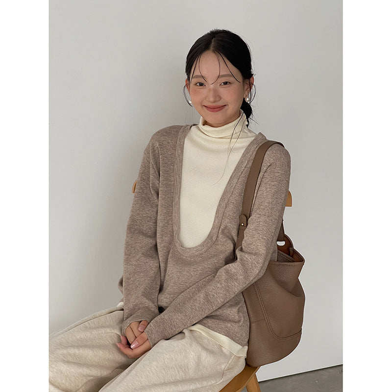Damer casual longsleeve top med bred V-udskæring Stilla
