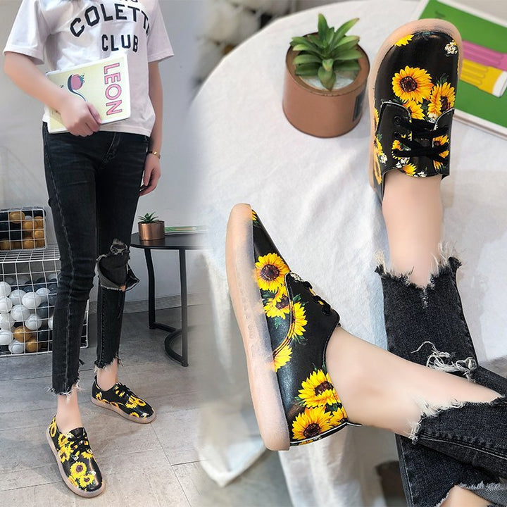 Dame mode sneakers med solsikke mønster og skridsikker sål Stilla