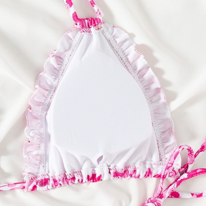 Femme Rynkede Floral Triangel Bikini Sæt Stilla