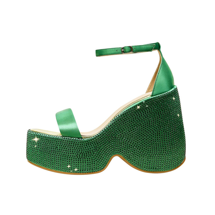 Femme Platform Hæle Sandaler med Strassdekoration Stilla